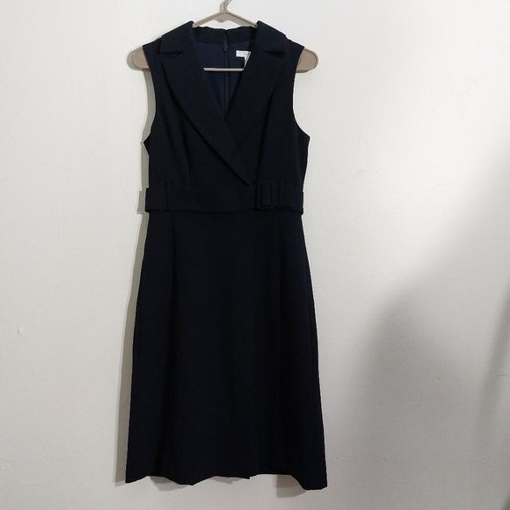 1901 Navy Faux Wrap Belted Career Suit Dress Women's Size 4 NWT